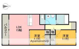 丸二サンハイツ【2階】の間取り