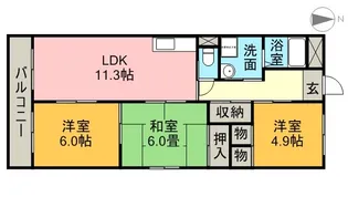ラフィネ櫻館【1階】の間取り