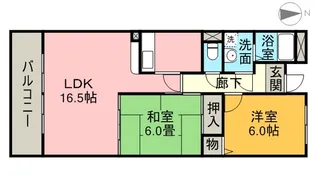 ムーンパーク服部【2階】の間取り