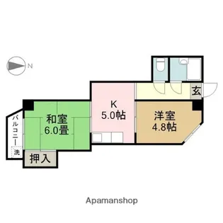 ブランシュ東海通【4階】の間取り