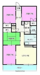 第五西垣ハイツ【3階】の間取り