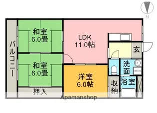 ハーバーグランドハイツ杉浦【5階】の間取り