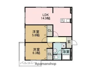 コーポやすり苑【2階】の間取り