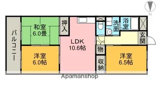 本宮ハイツ山田【6階】の間取り