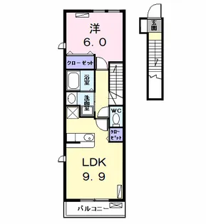 プラシードA【202号室】の間取り