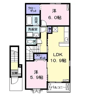 Dia Crane ⅢB【2階】の間取り