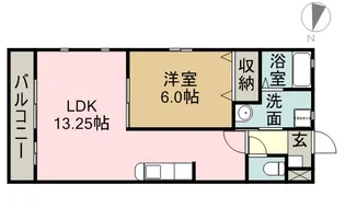 ヴェルデュール中割【201号室】の間取り