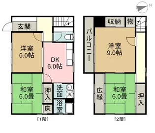 愛知県名古屋市港区本宮町1丁目【一戸建】の間取り