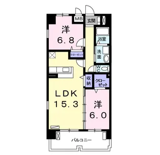 グリーン ウィンド オオギ【6階】の間取り