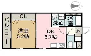 1DKの間取り画像