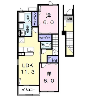 KウィステリアⅡ【2階】の間取り