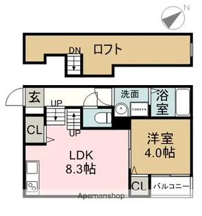 Fortuna伝馬【1階】の間取り