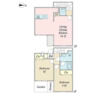 愛知県名古屋市中川区下之一色町字松蔭【テラスハウス】の間取り
