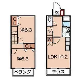 アプトIRIBA【2階】の間取り