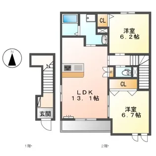 ベルメゾンAZⅡ【2階】の間取り