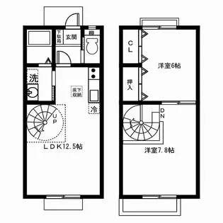 愛知県名古屋市中川区戸田西1丁目【テラスハウス】の間取り