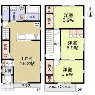 愛知県名古屋市中川区荒子4丁目【一戸建】の間取り