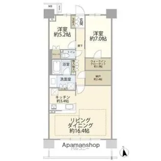 パークホームズLALA名古屋みなとアクルス【7階】の間取り