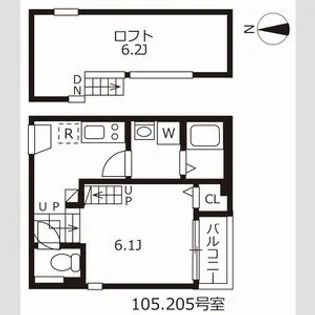 ハーモニーテラス鶴田【105CP号室】の間取り