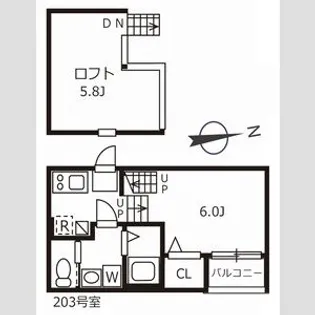 ハーモニーテラス十番Ⅳ【203CP号室】の間取り