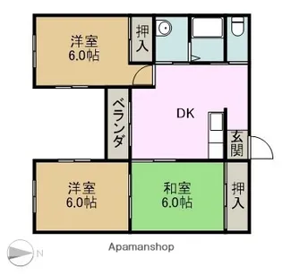 プリベール【3階】の間取り
