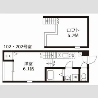 ハーモニーテラス鶴田2【2階】の間取り