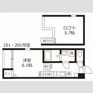ハーモニーテラス鶴田Ⅱ【101CP号室】の間取り