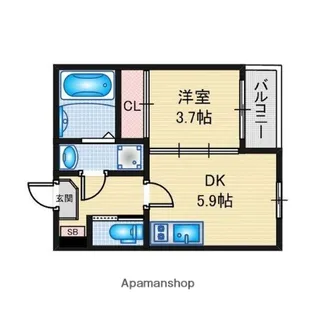 ハーモニーテラス外新町【2階】の間取り