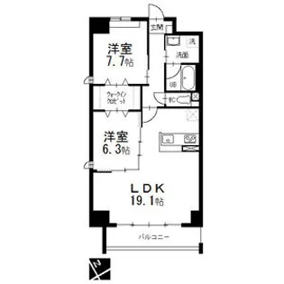 オルソパール伝馬【0201号室】の間取り