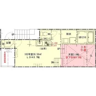 ハピネス呼続【1階】の間取り