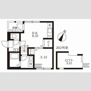 スカイキャッスルⅡ【2階】の間取り