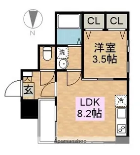 CHERIM築地口Ⅲ【2階】の間取り