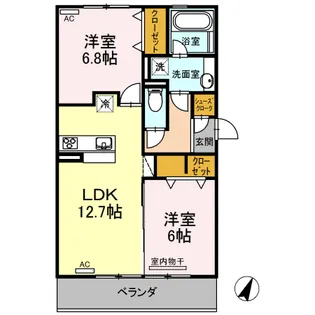 サニープレイス十一屋 G棟【2階】の間取り