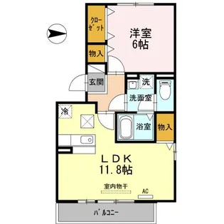 セジュール法華【1階】の間取り