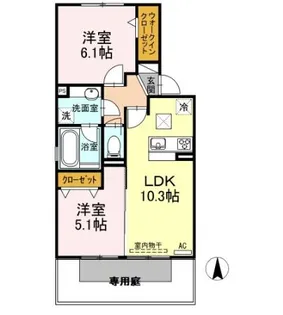 LIBERTY大西【1階】の間取り