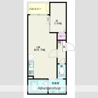 1LDKの間取り画像