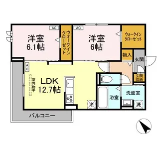 ルサンティエ荒子A【3階】の間取り