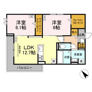 ルサンティエ荒子A【2階】の間取り