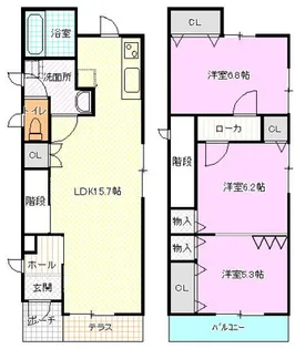 愛知県名古屋市中川区小本本町3丁目【一戸建】の間取り