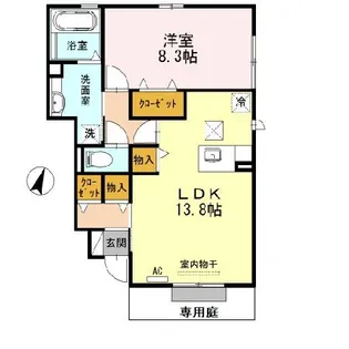 プレイス東かの里【1階】の間取り