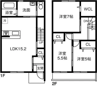 愛知県名古屋市港区当知3丁目【テラスハウス】の間取り