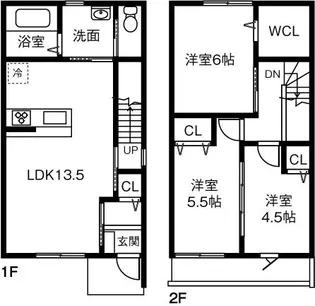 愛知県名古屋市港区当知3丁目【テラスハウス】の間取り
