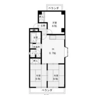 七反田ハイツ B棟【3階】の間取り