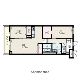 ロビニア若草【3階】の間取り
