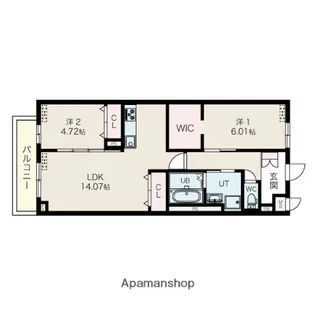 ロビニア若草【3階】の間取り