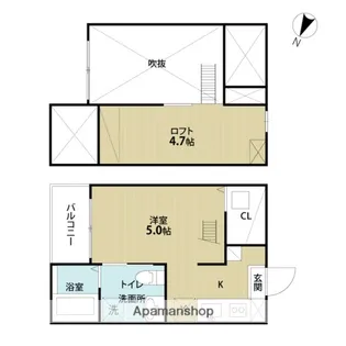 エクシア道徳【2階】の間取り