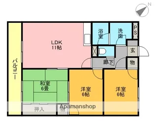 バロワール宝神【5階】の間取り