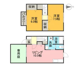 愛知県名古屋市港区春田野1丁目【テラスハウス】の間取り