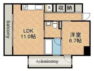 1LDKの間取り画像