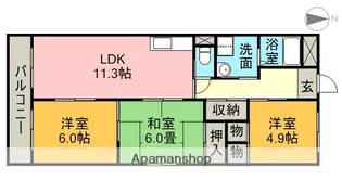 ラフィネ櫻館【4階】の間取り